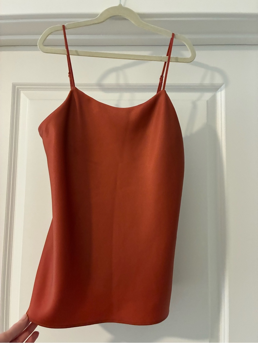 SPANX Orangey Red Satin Spaghetti Strap Cami Top